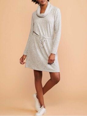 Lou & Grey for LOFT Striped Cowl Neck Drawstring Dress